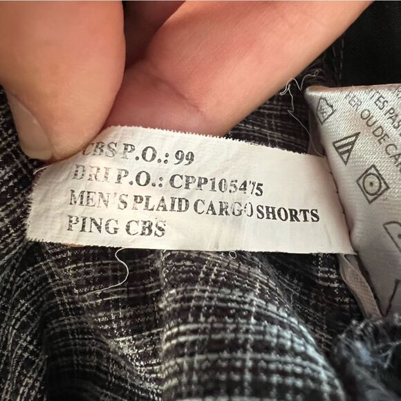 Ping Mens Plaid Cargo Shorts brown/beige Size 38 Flat Front Golf Lightweight - Picture 9 of 11